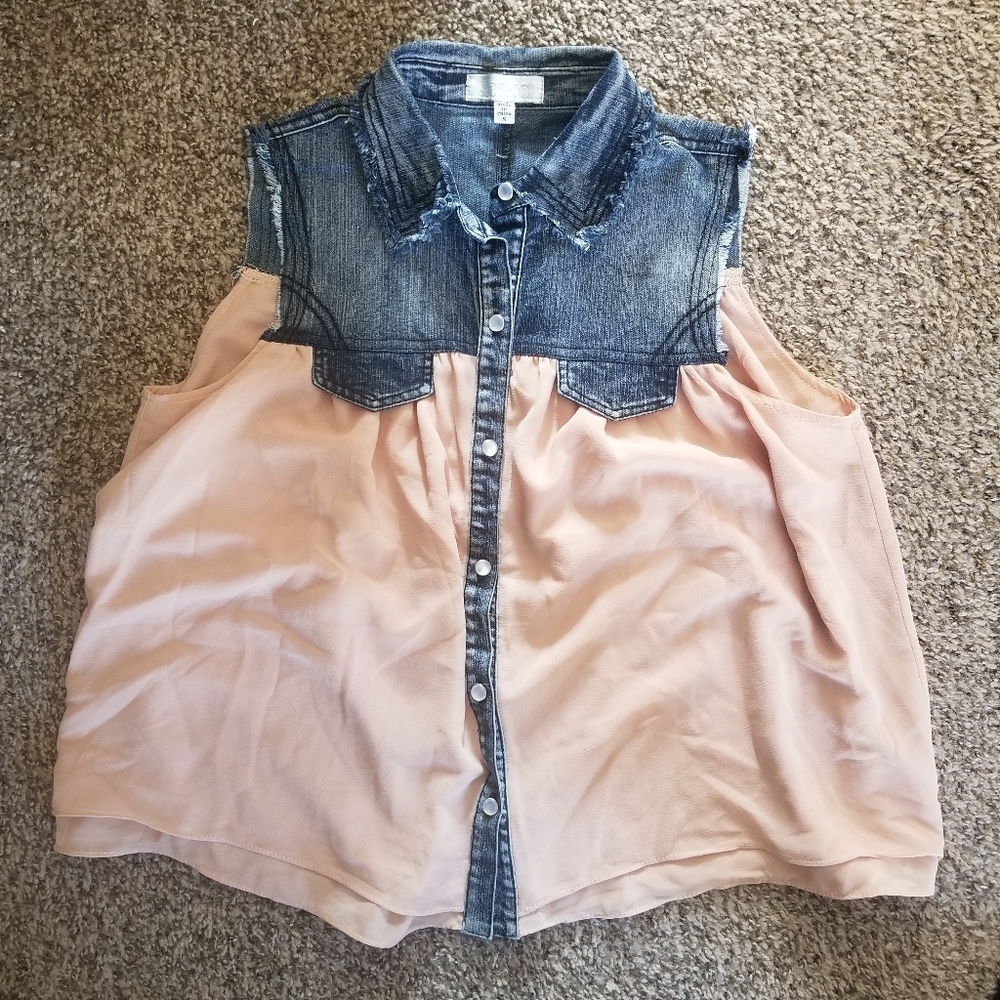 Blush & Denim Sleeveless Top